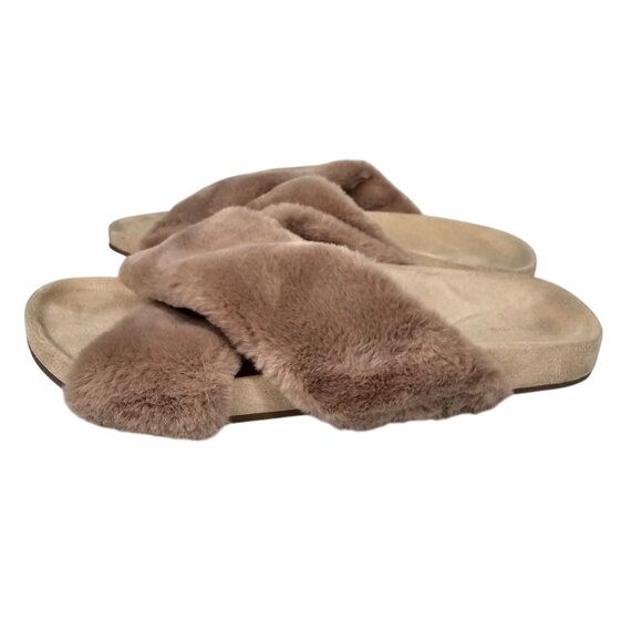 Birdies "Robin" Faux Fur Cross-Band Slip-On Slippers Comfort‎ Beige Womens 8.5 - Picture 5 of 11